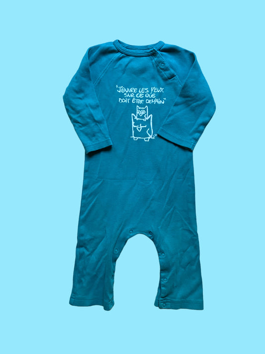Long sleeve owl organic cotton sleeper 12m | Liam