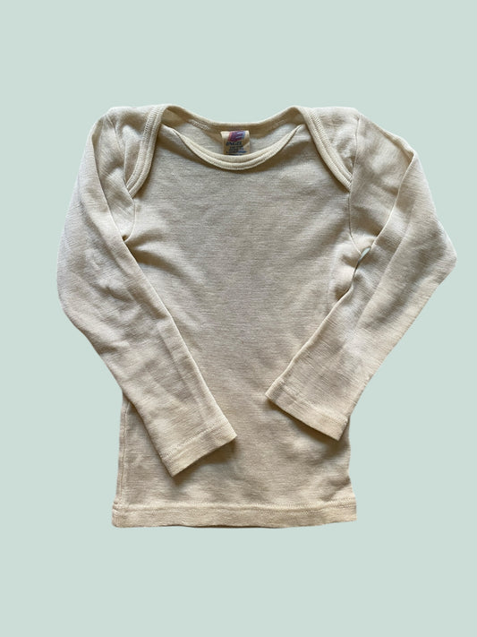 Natural wool/silk blend long sleeve top 2-3Y (98) | Engel