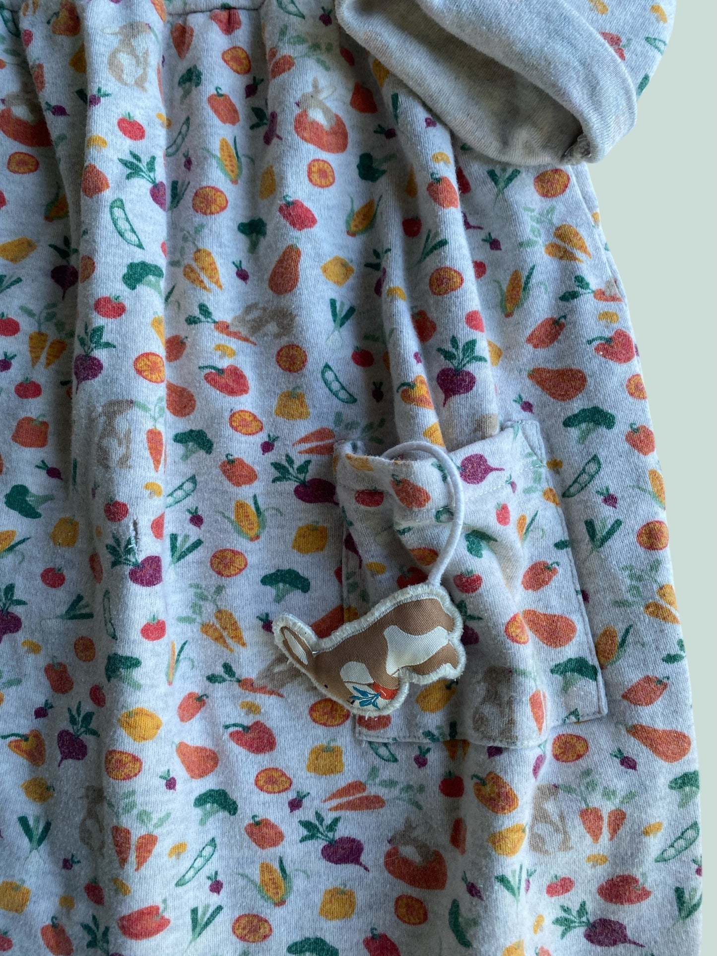 Cotton vegetable dress with little bunny in pocket 3-4Y | Jojo Mamana Bébé