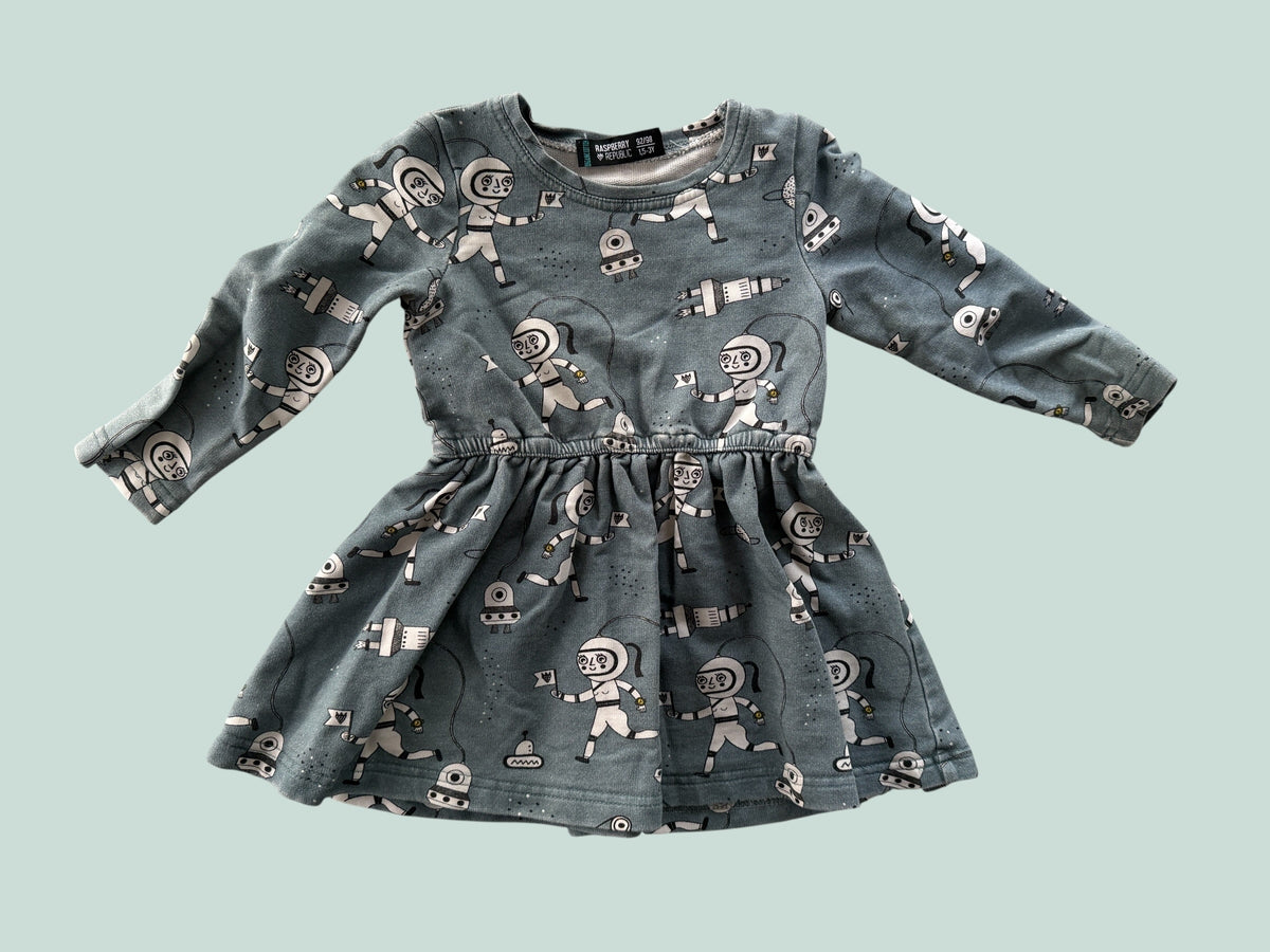 Organic cotton space dress 1.5-3Y | Raspberry Republic