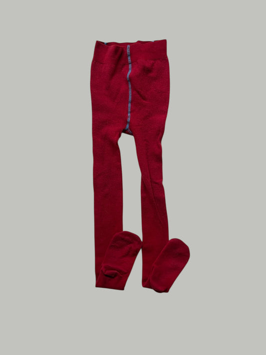 Red footed wool tights 7-8Y | Janus