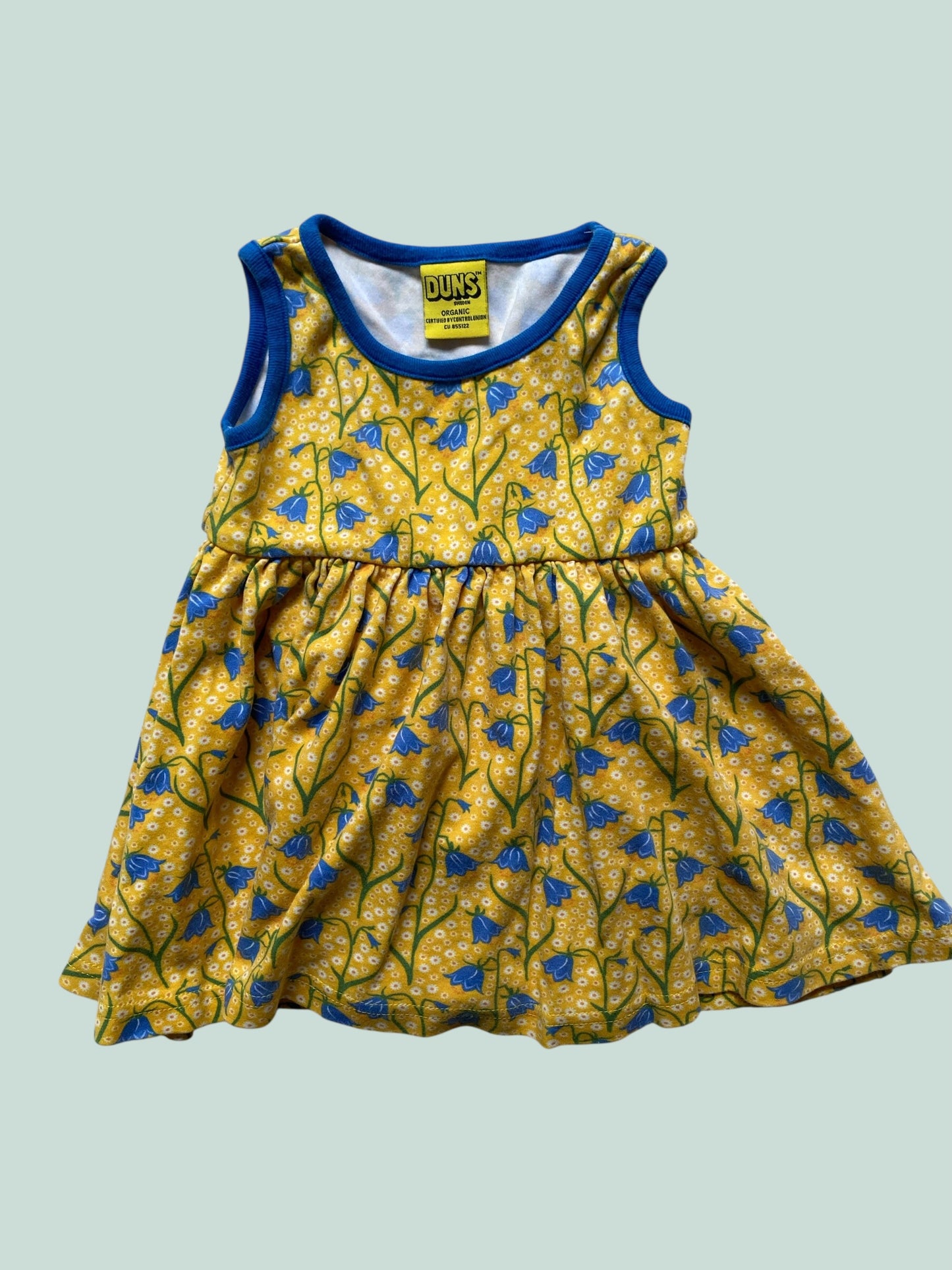 Organic cotton bluebell dress 9-12m (80, generous) | Duns Sweden