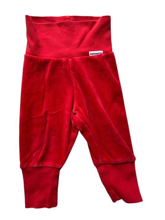 Organic cotton red velour pants 6-9m | Maxomorra