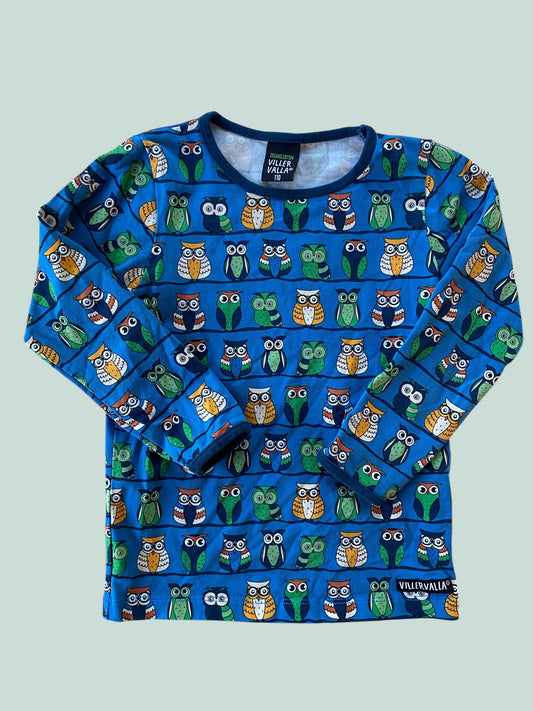 Organic cotton long sleeve owl top 4-6Y (110, generous) | Villervalla