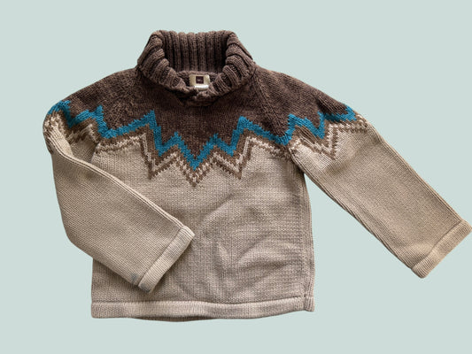Brown pima cotton knit sweater 5Y | Tea Collection