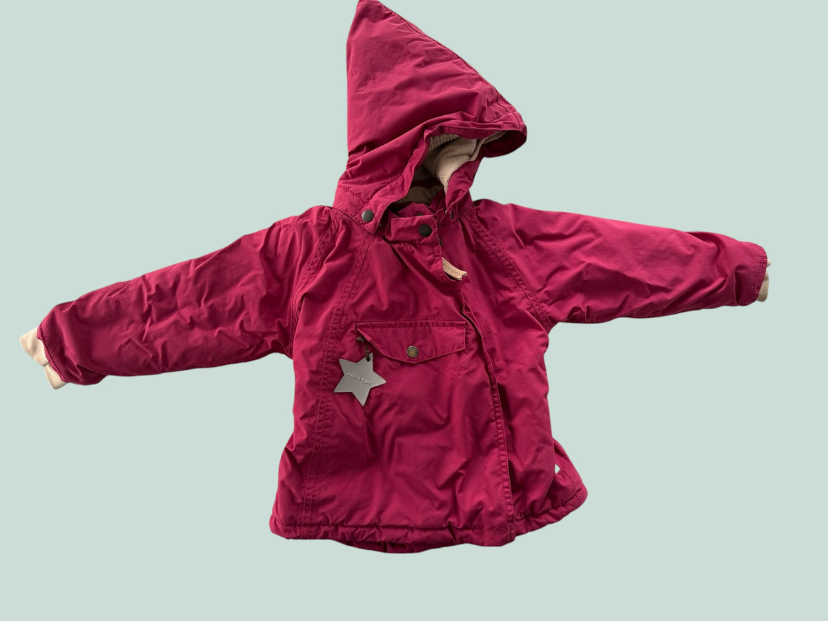 Dark raspberry winter jacket with pixie hood 2Y | Mini A Ture Copenhagen