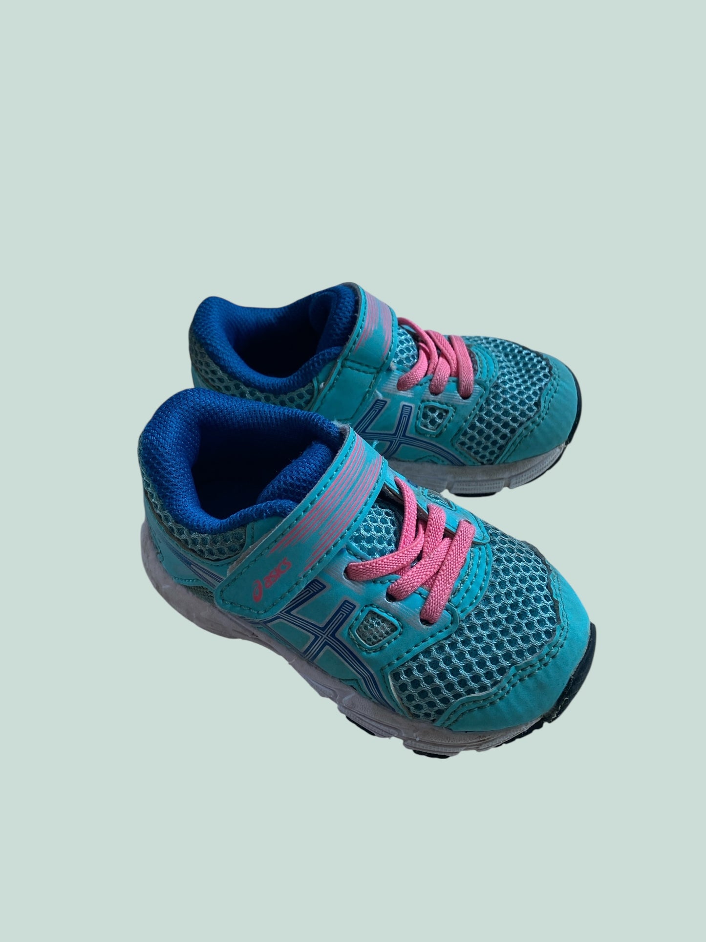 Turquoise velcro sneakers 5 US Little Kid | Asics