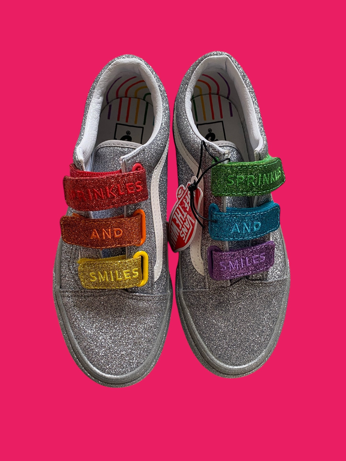 Sparkly Silver Rainbow Glitter Womens Shoes Sz 7 / Sz 5.5 Men’s | Vans x Flour Shop