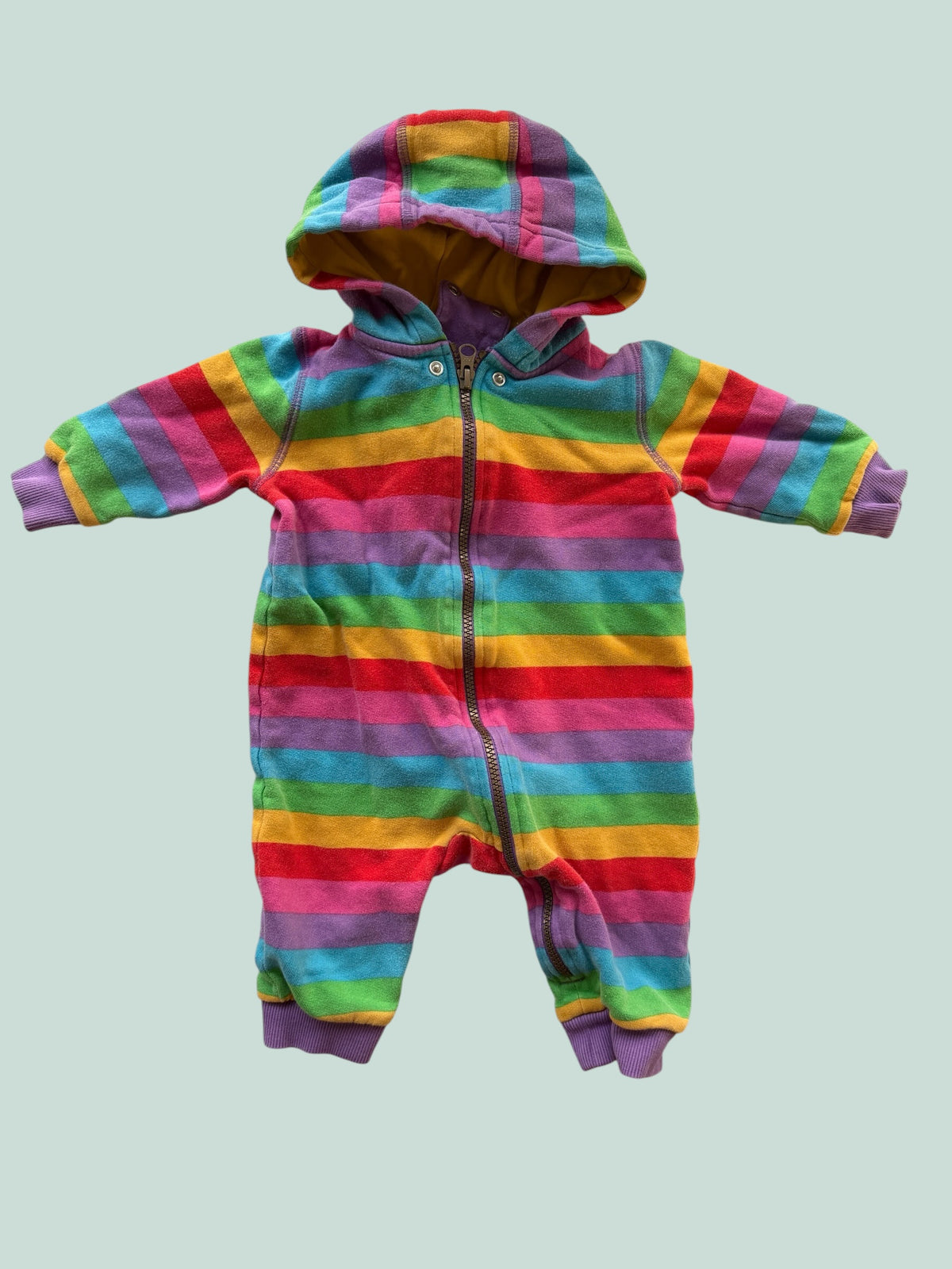 Organic cotton rainbow rompersuit 6-12m | Frugi