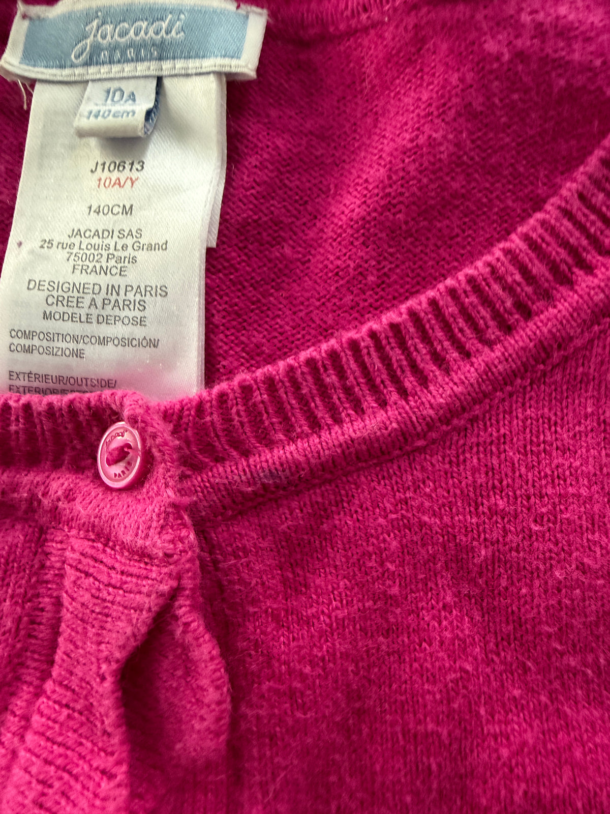 Hot pink cotton cardigan 10Y | Jacardi