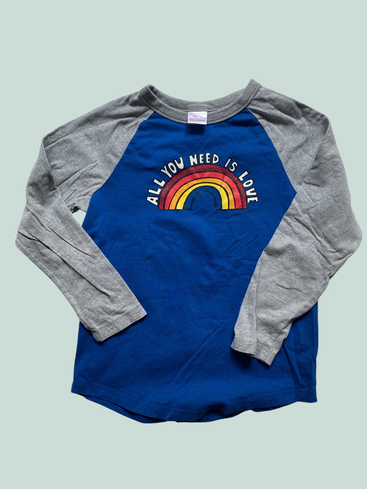 Cotton All You Need Is Love long sleeve raglan top 8Y (120) | Hanna Andersson