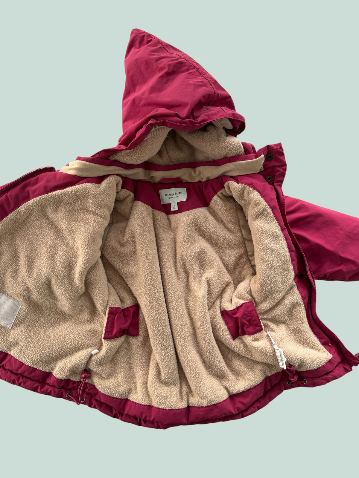 Dark raspberry winter jacket with pixie hood 2Y | Mini A Ture Copenhagen