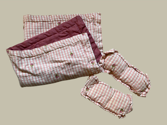 Vintage doll blanket and pillows