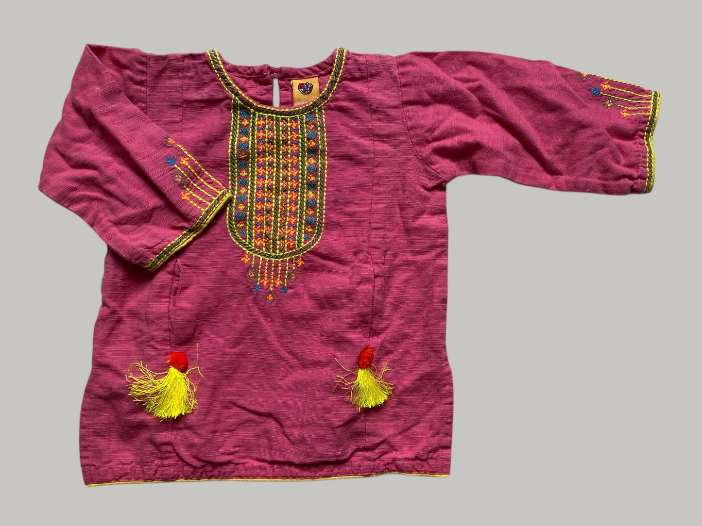 Cotton long sleeve pink tunic 2-3Y