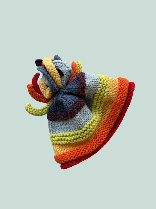 Cotton knit rainbow hat 0-6m | Pebble
