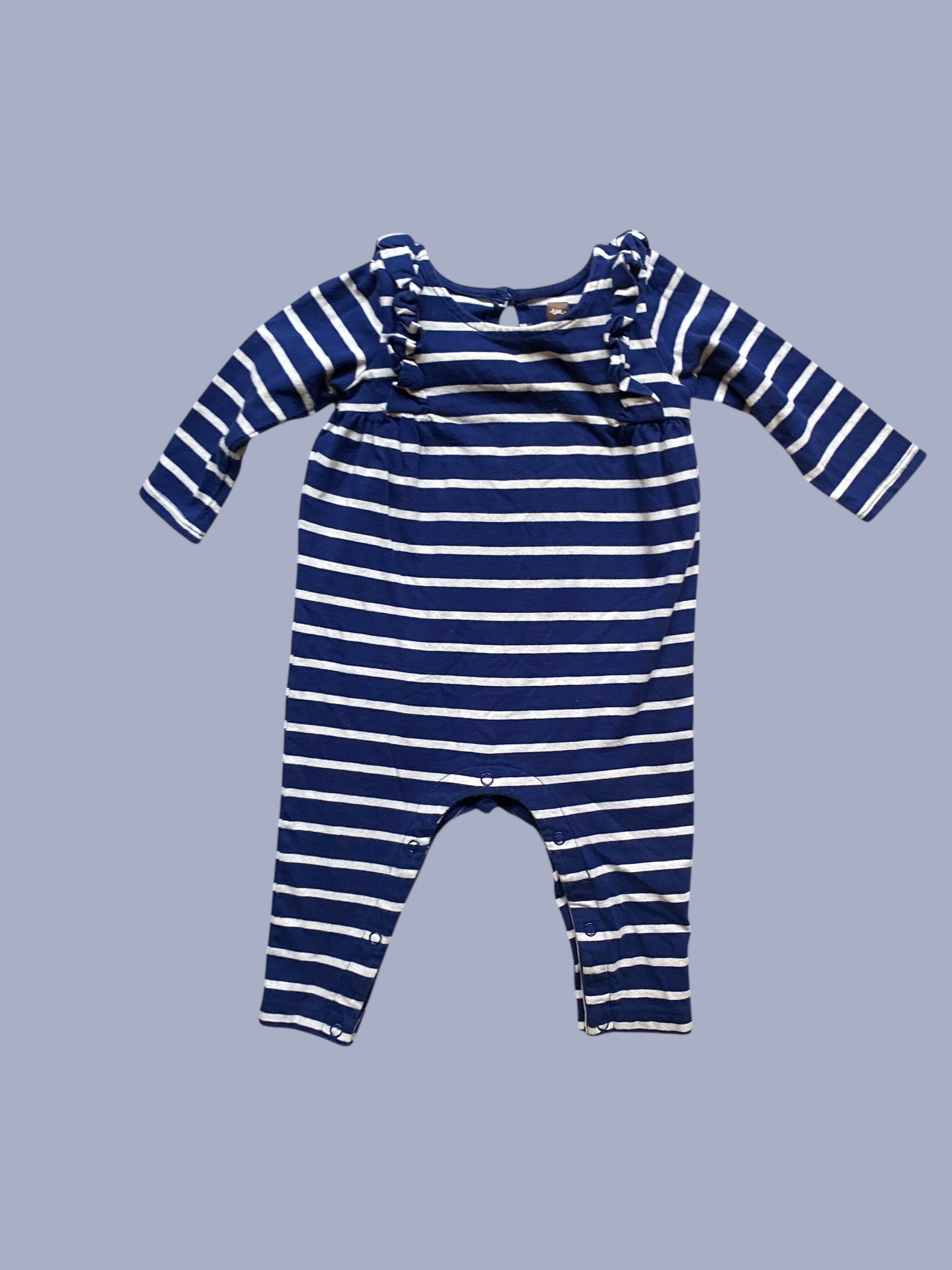 Cotton navy striped sleeper 3-6m | Tea