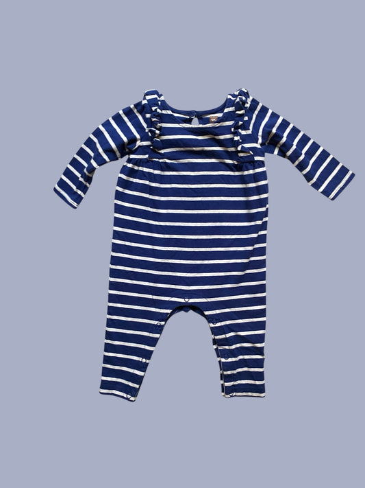 Cotton navy striped sleeper 3-6m | Tea