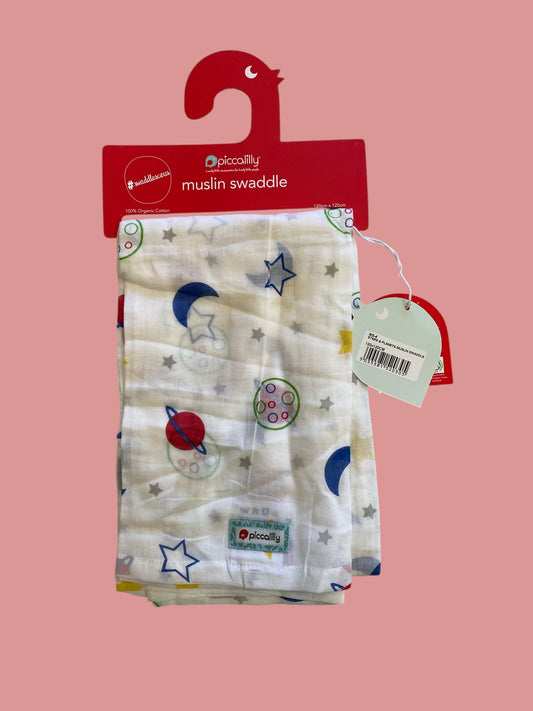 Organic cotton space muslin swaddle | Piccalilly