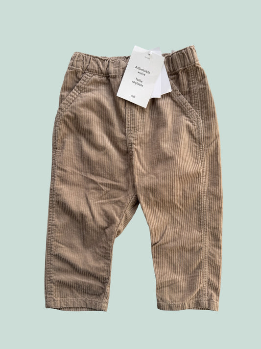 Cream cotton corduroy pants with adjustable waist 12-18m | H&M