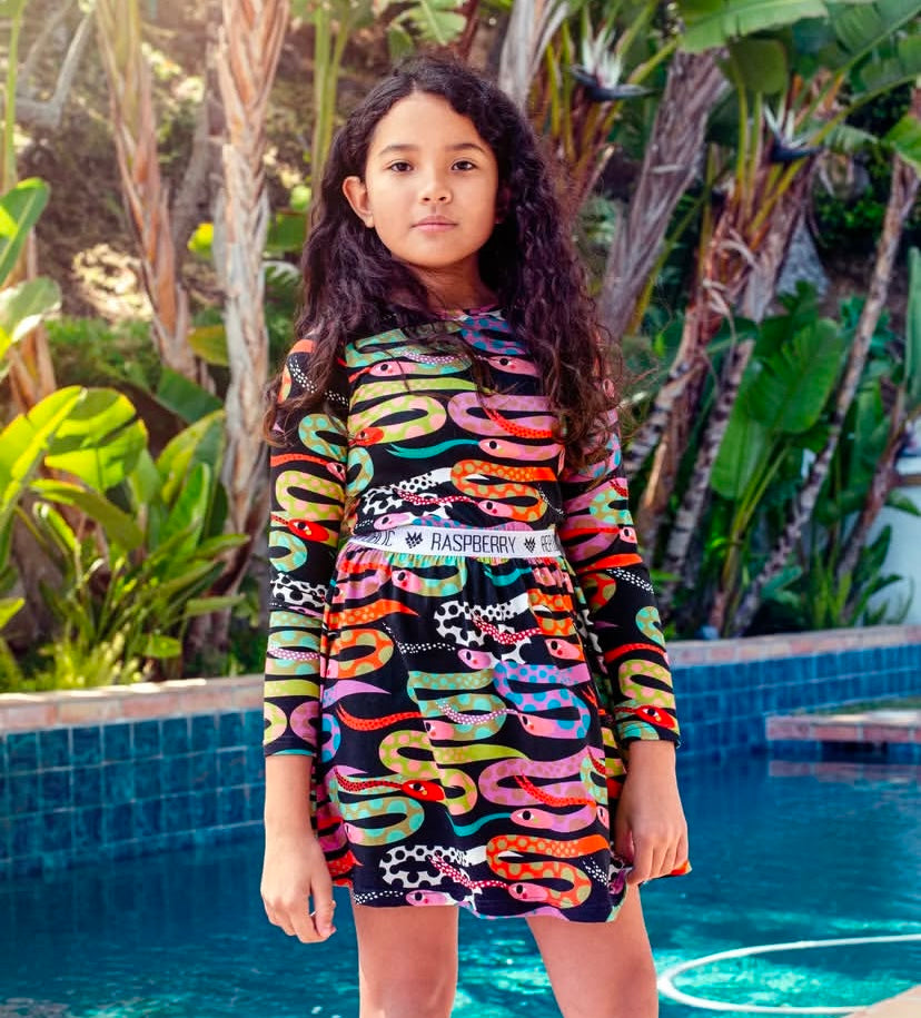 Organic cotton snakes dress 1.5-3Y  | Raspberry Republic