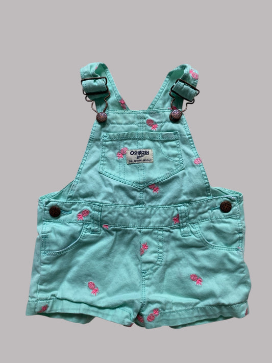 Mint green pineapple shorty overalls 9m | Oshkosh
