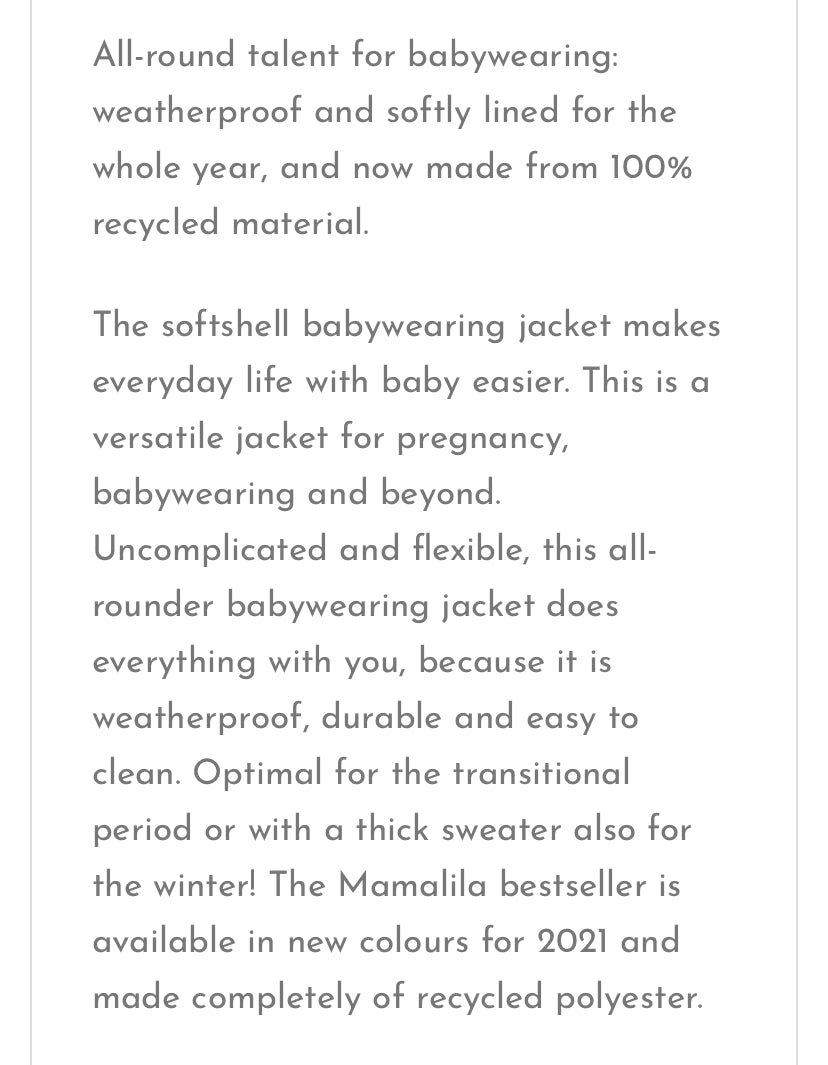 All rounder baby wearing jacket size adult large | Mamalila