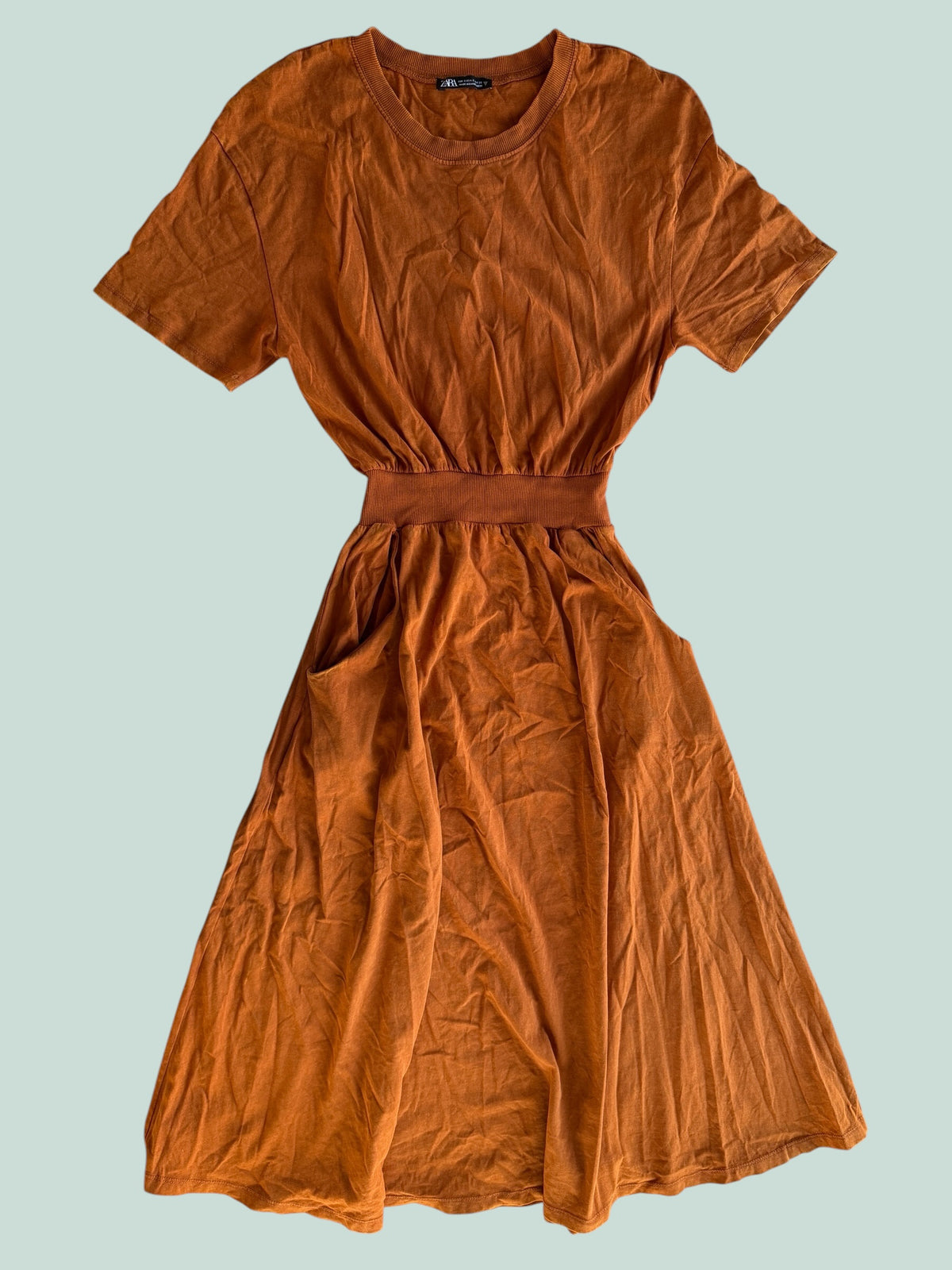 Stunning rust colour stretchy dress women's small | Zara