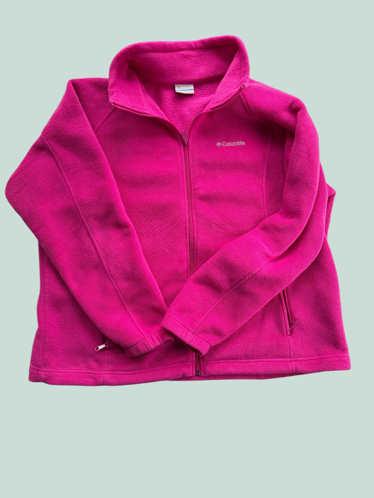 Bright pink fleece zip sweater women's 2XL | Columbia