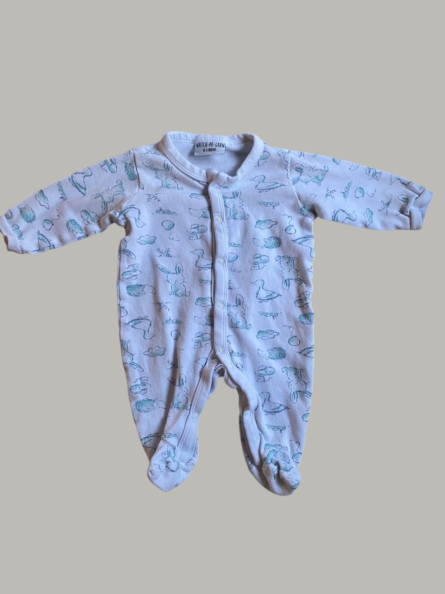 Woodland animal cotton sleeper 0-3m | Watch Me Grow
