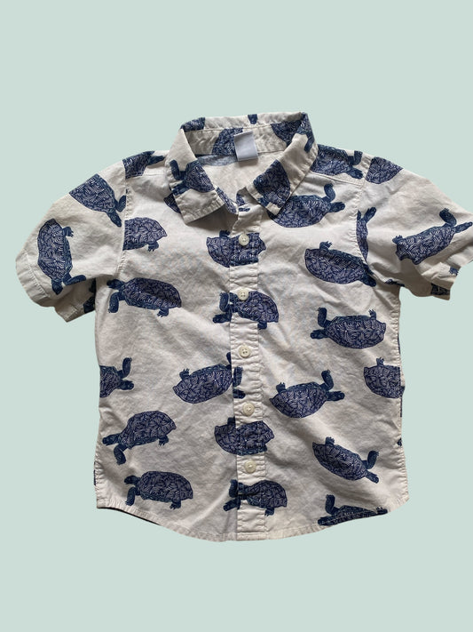 Cotton turtle button up shirt 3Y | Old Navy