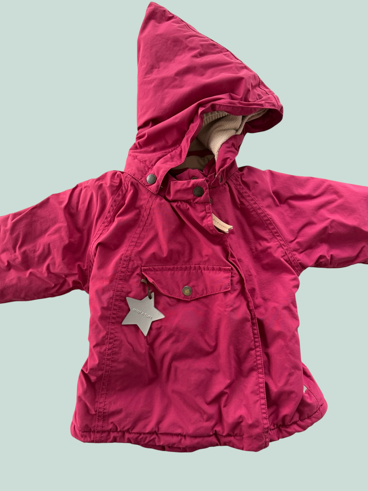 Dark raspberry winter jacket with pixie hood 2Y | Mini A Ture Copenhagen