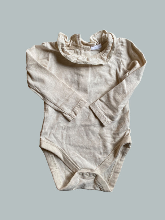 Cream cotton onesie with ruffle collar 3-6m | F&F