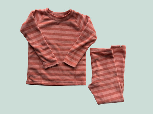Pink striped fleece baselayer set 5Y | MEC