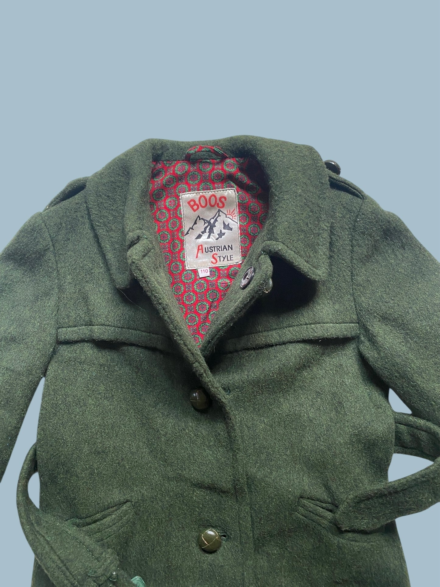 Dark green vintage Austrian wool coat 4-5Y (110) | Boos