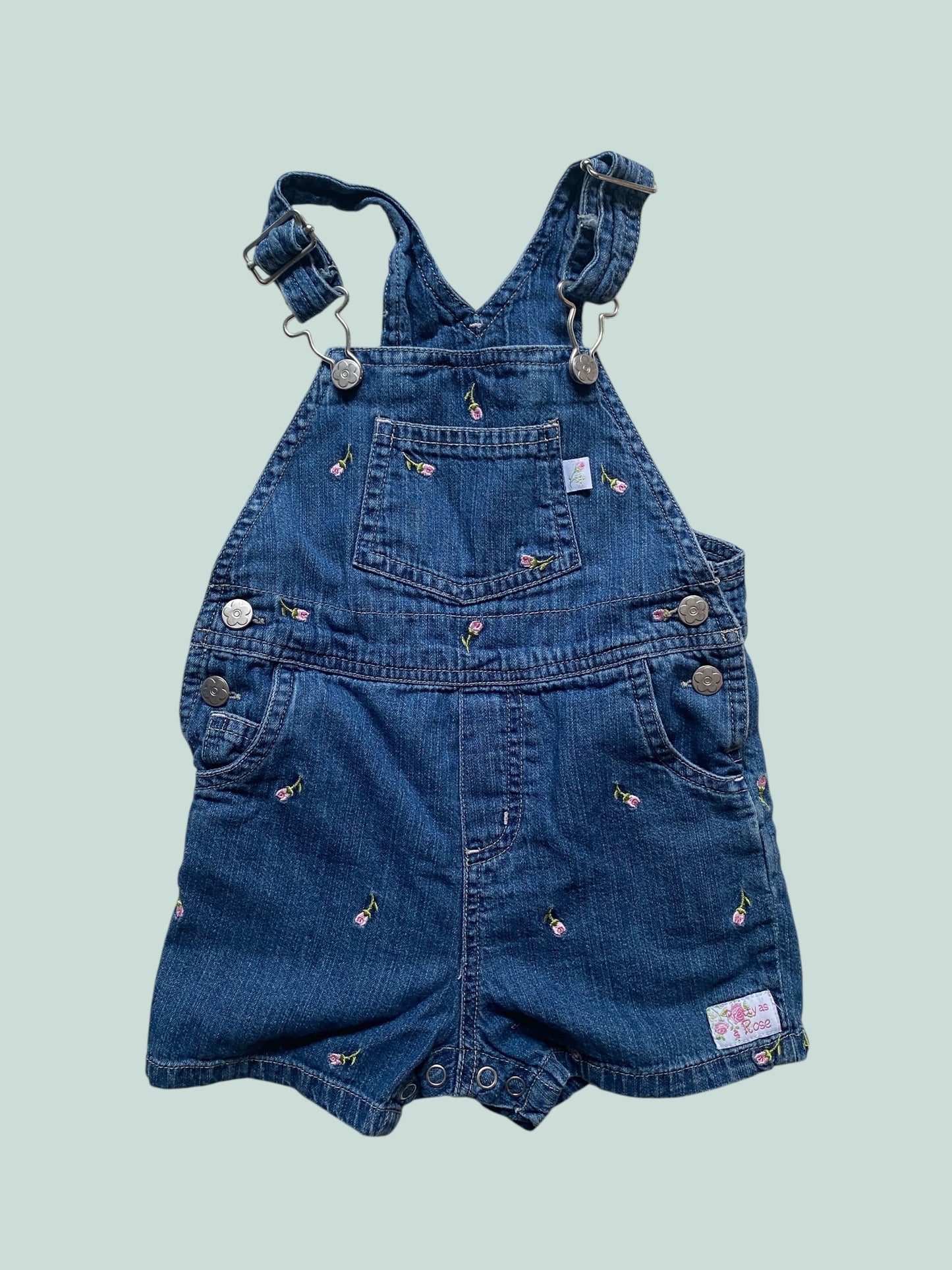 Cotton flower denim shorty overalls 12m | Carter's