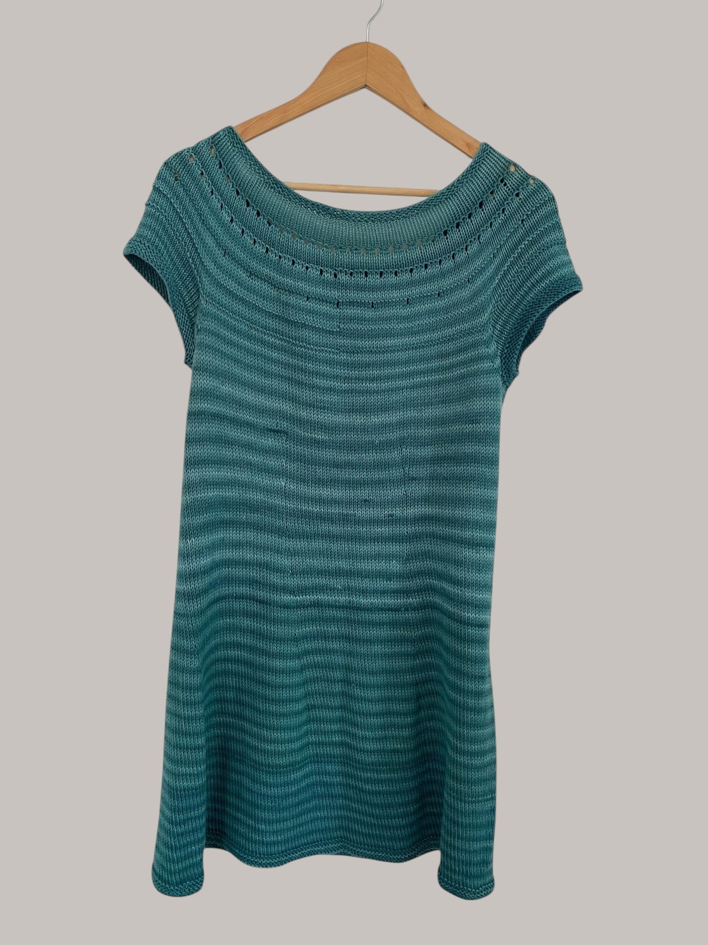 Hand knit teal dress women's small/medium