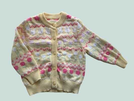 Cotton blend yellow flower cardigan 2-3Y | Nutmeg