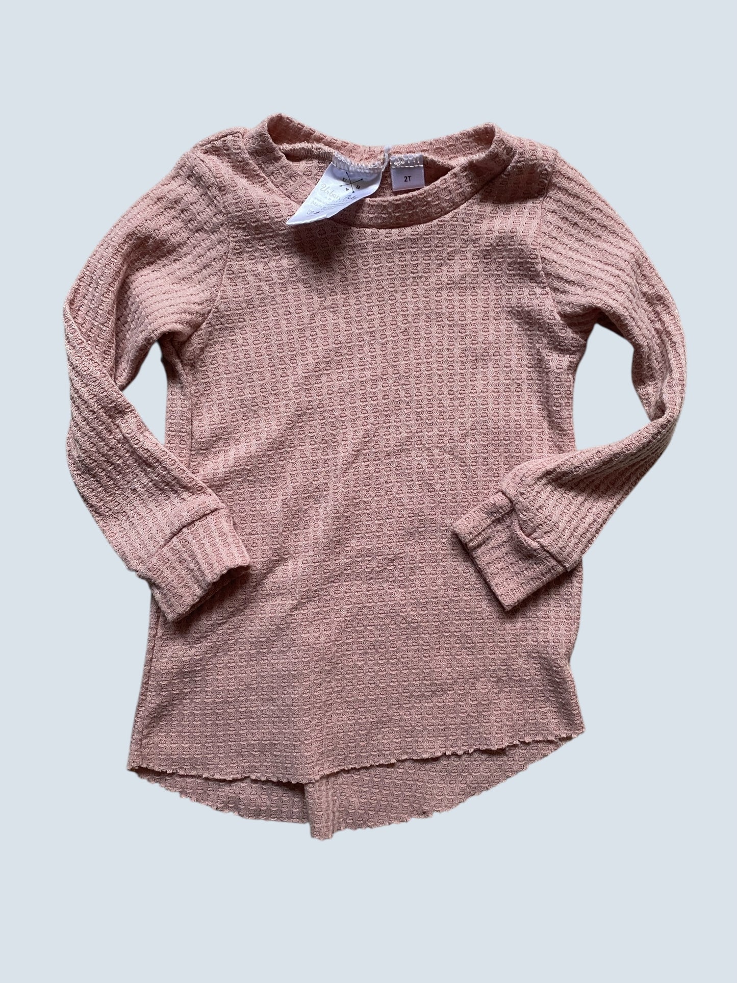 Pink waffle long sleeve top 2Y | Urban Baby
