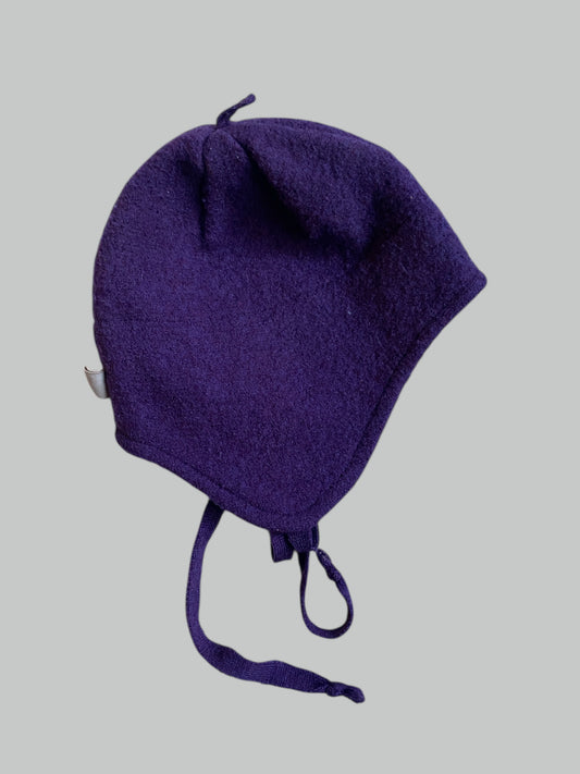 Purple boiled wool hat size 1 (3-6m) | Disana