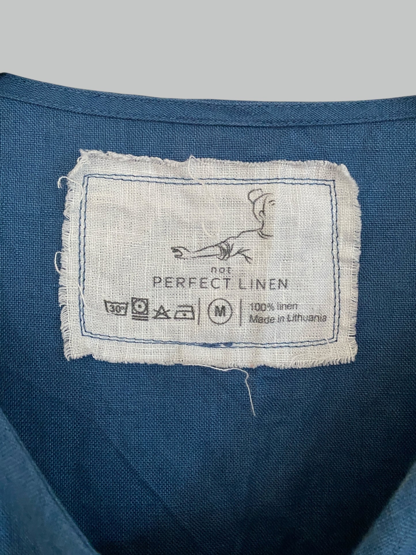 Indigo Mama Midi linen dress women's medium | Not Perfect Linen