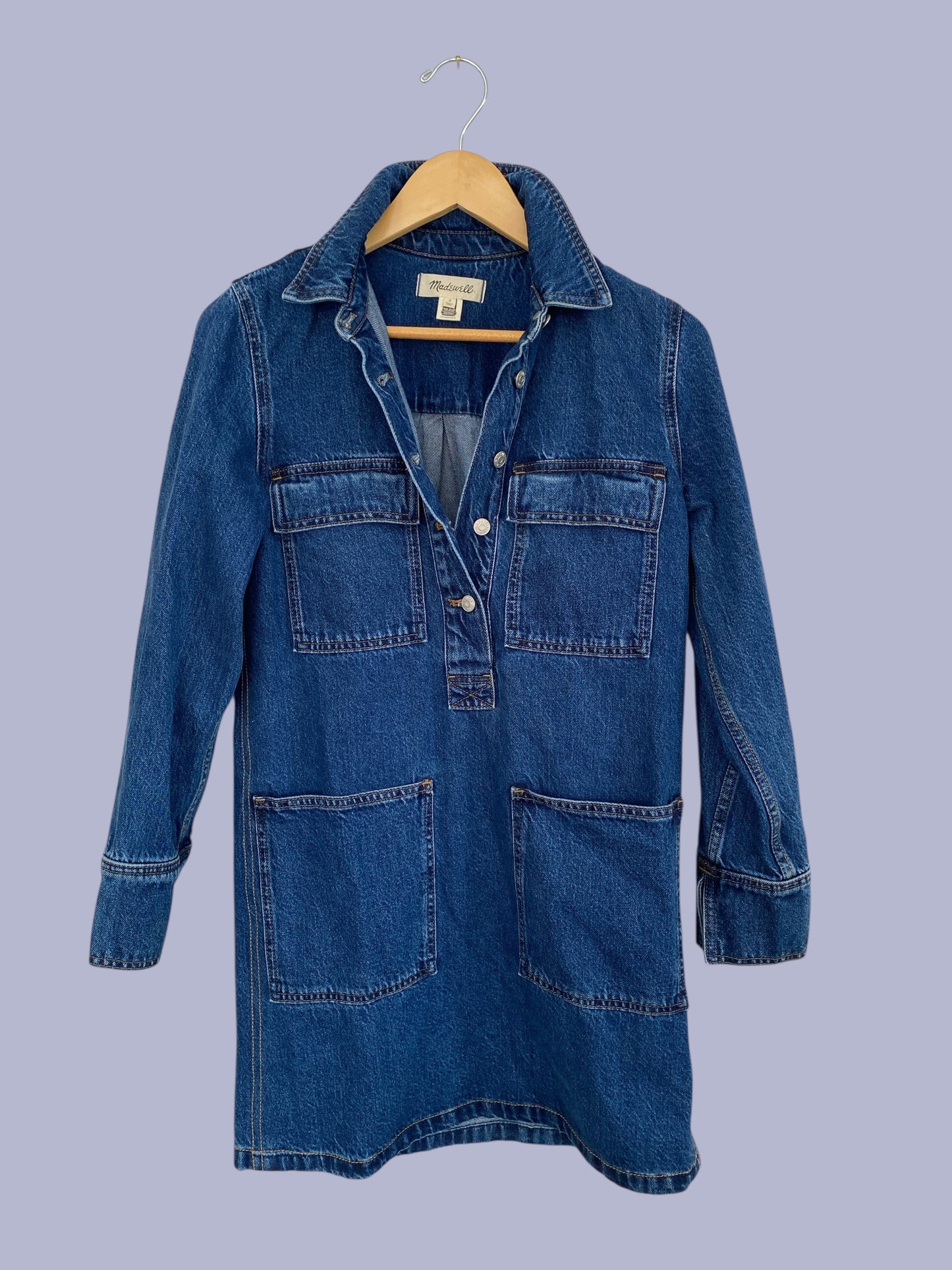 Classic Blue Denim Popover Mini Shirtdress women’s small | Madewell