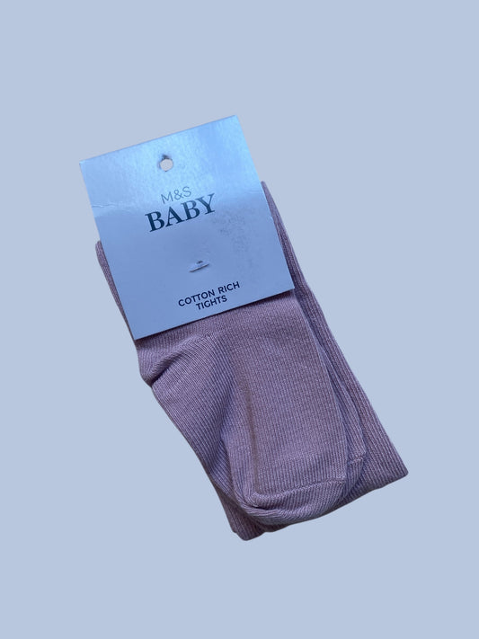 Cotton blend rose footed tights 6-12m | Marks & Spencer