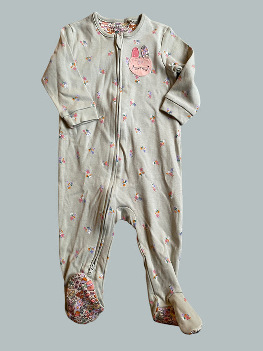 Green bunny cotton zip sleeper 6-9m | Next