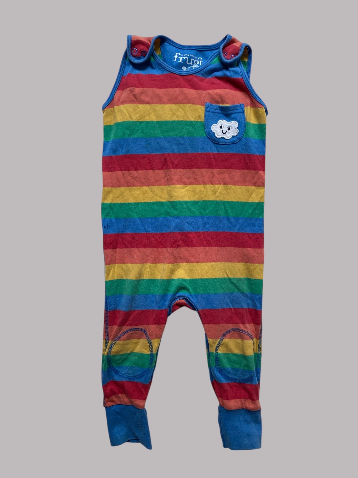 Organic cotton rainbow stripe romper 12-24m  | Frugi