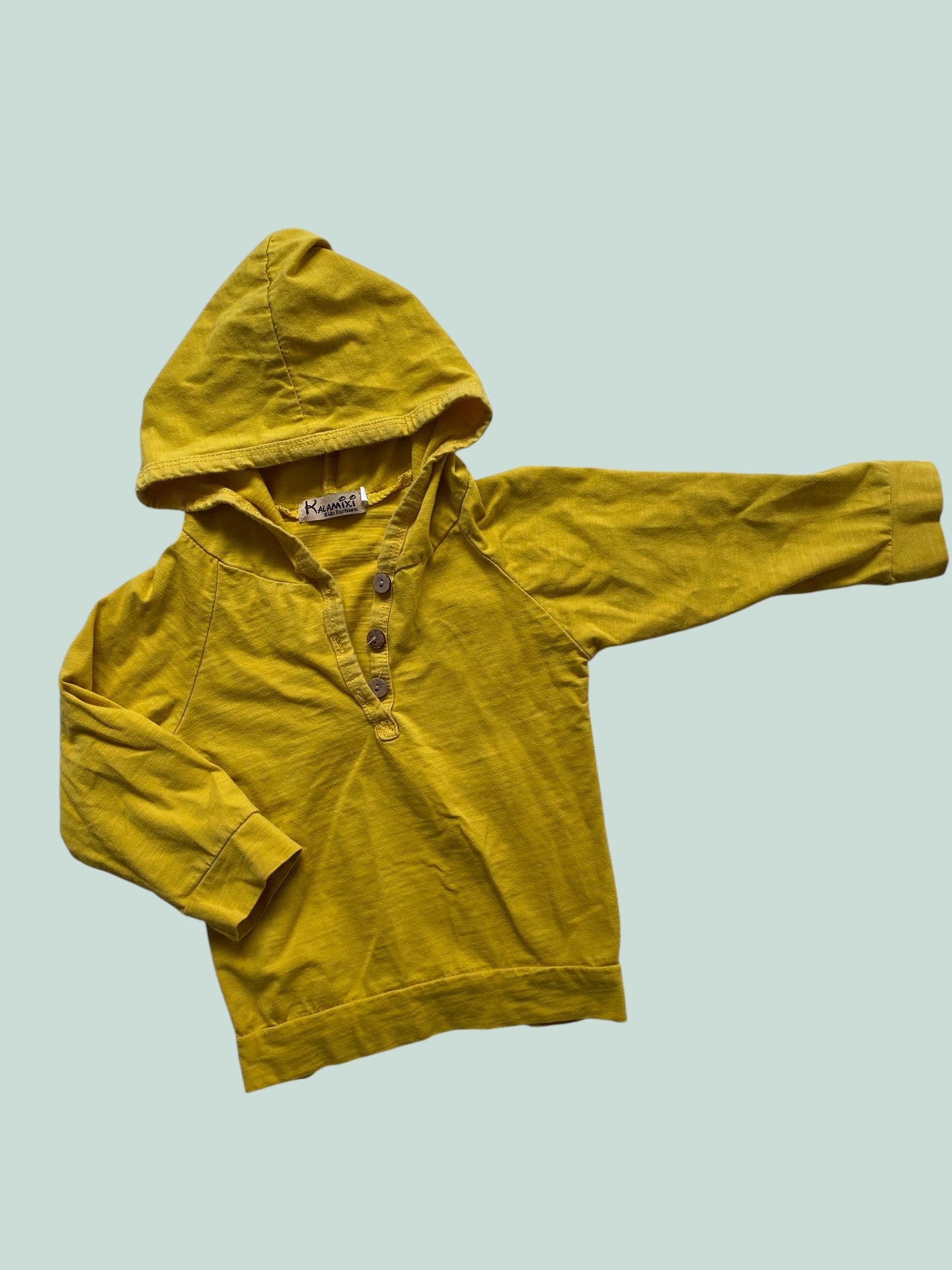 Cotton yellow long sleeve hooded top 18m