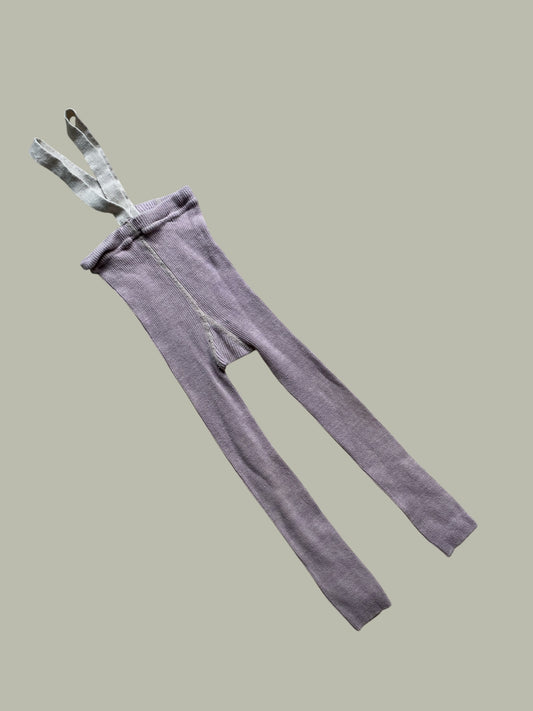 Light lilac cotton footless tights with suspenders 1-2Y (74) | Silly Silas