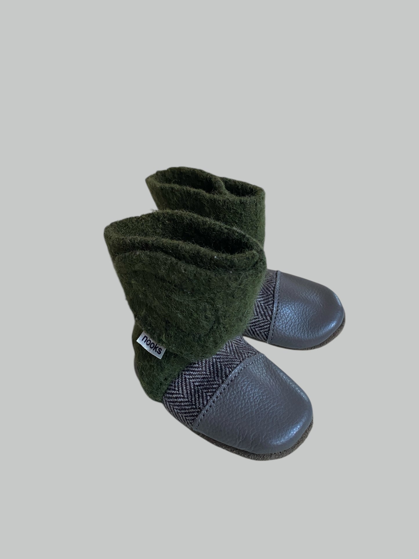 Green wool and leather booties 2.5 (0-6m) | Nooks
