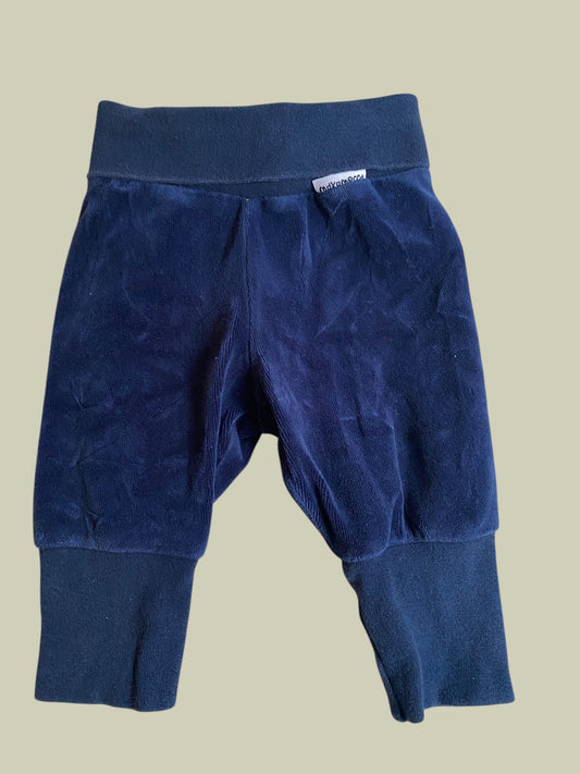 Organic cotton velour navy pants 3-6m | Maxomorra