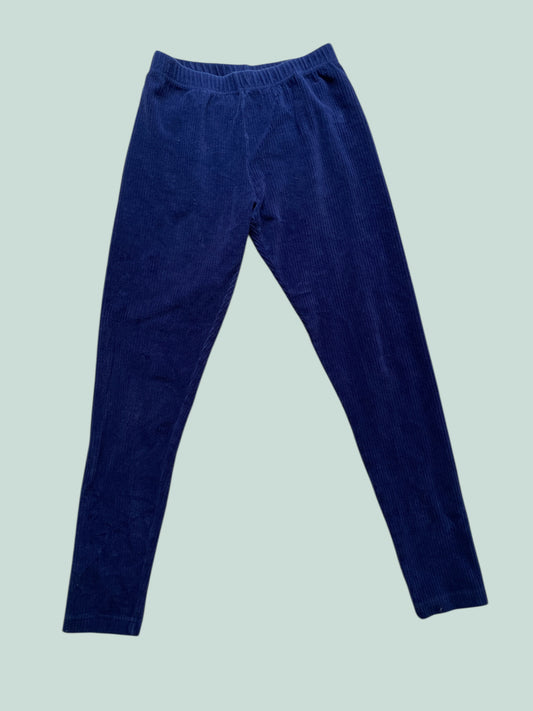 Navy cotton blend velour leggings 12Y (150) | Hanna Andersson