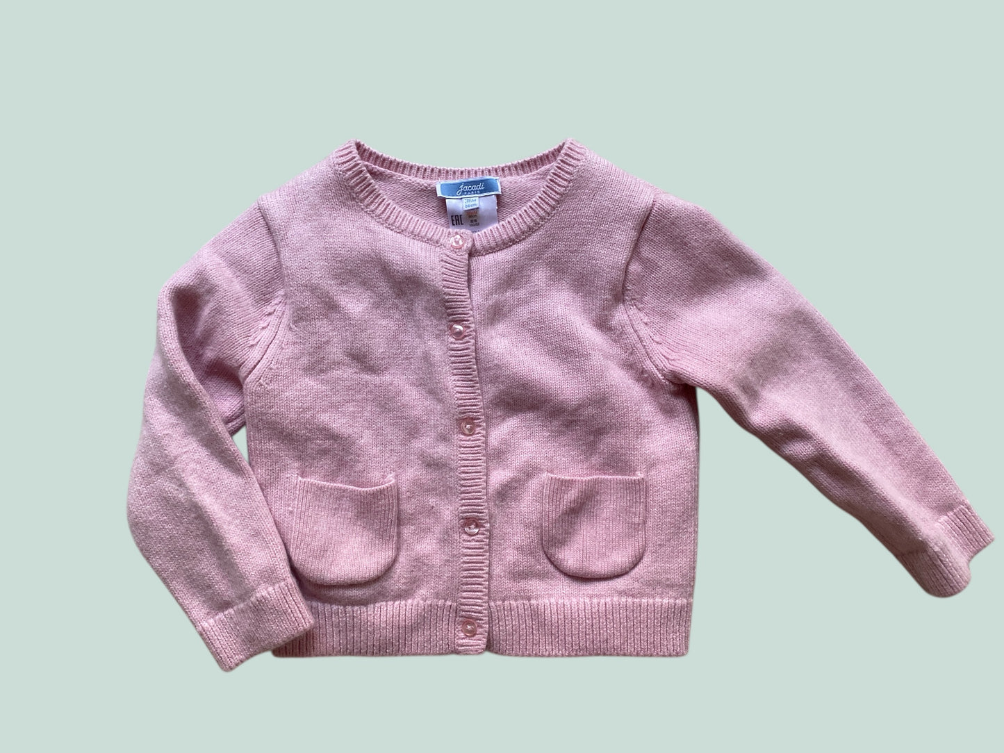 Rose wool blend cardigan 24m | Jacardi